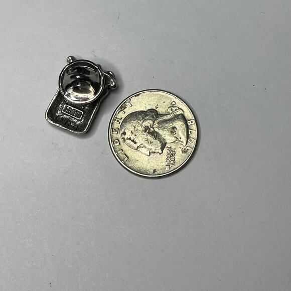 pewter gray tie tack brooch lapel pin COFFEE bag java petite about 1" jewelry - Picture 3 of 16